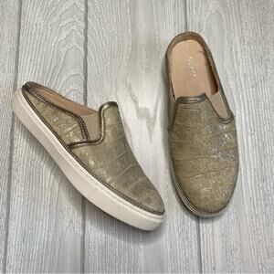 Botkier Women's Hayden Ivory Gold Croc Embossed Mule Platform Sneakers Size 6.5